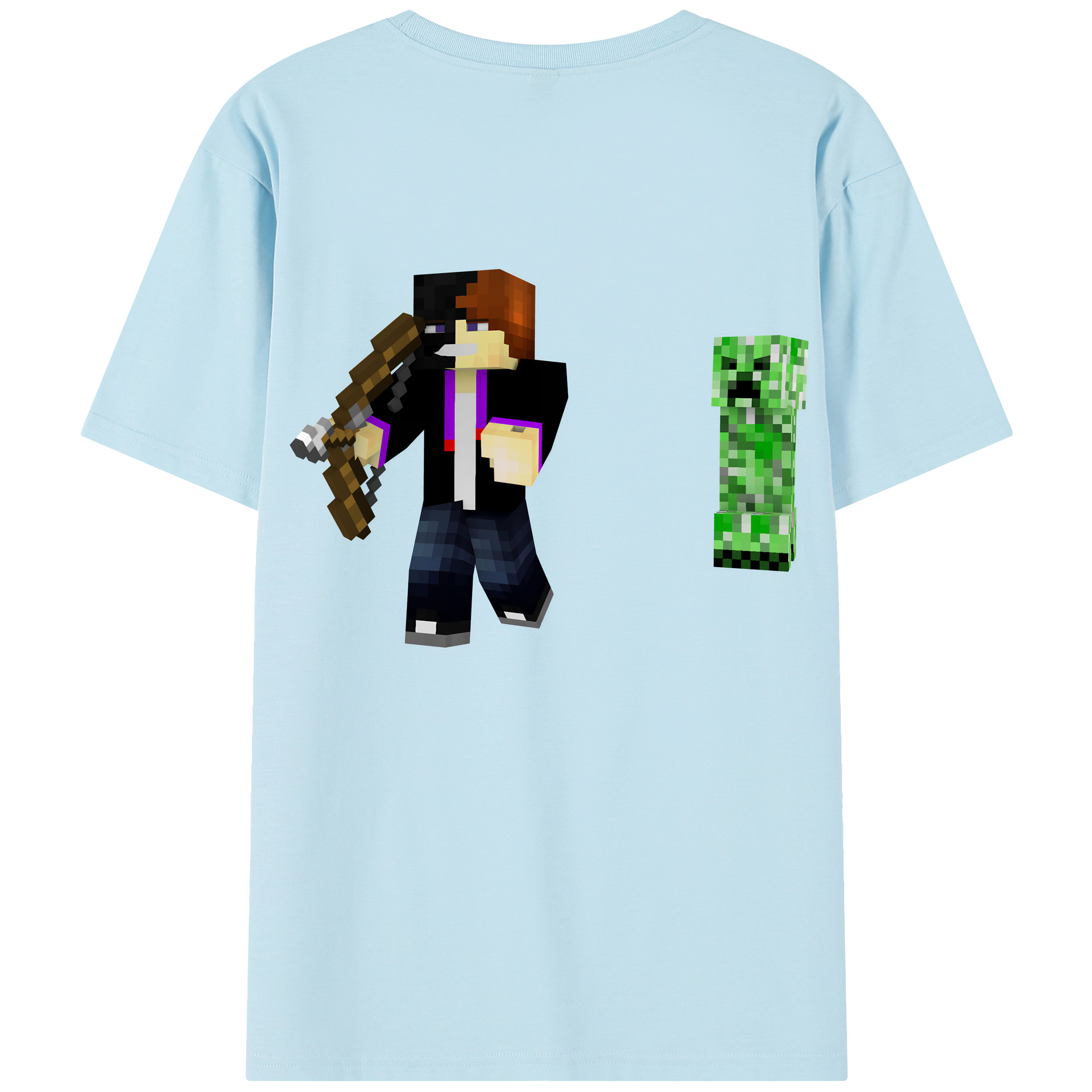 （画像用） マインクラフト ブロックの世界 Minecraft MC Block world 綿100％半袖Tシャツ（背面プリント）